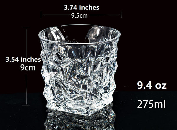 Whiskey Glass Tumbler, Cocktail Cup Old Fashioned Glass 275ml Bourbon Scotch Water - TENOFO