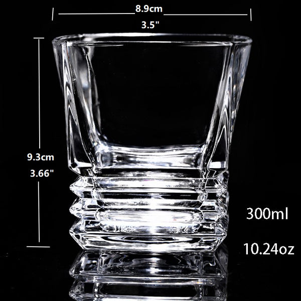 Whiskey Rocks Glass 300ml，Old Fashioned Glass Cocktail Cup Whisky Tumbler for Scotch Bourbon Irish - TENOFO